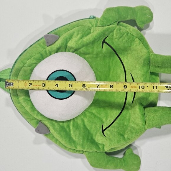 Disney Parks Mike Wazowski Plush Backpack Monsters Inc Green Soft Bag - Picture 6 of 8